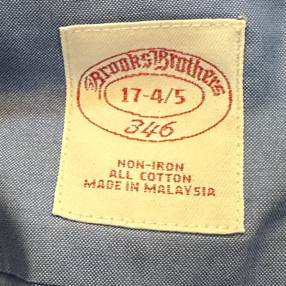 Brooks Brothers Blue Button Up Collar Dress Shirt Cotton Size 17-4/5 Work Office - Picture 5 of 6